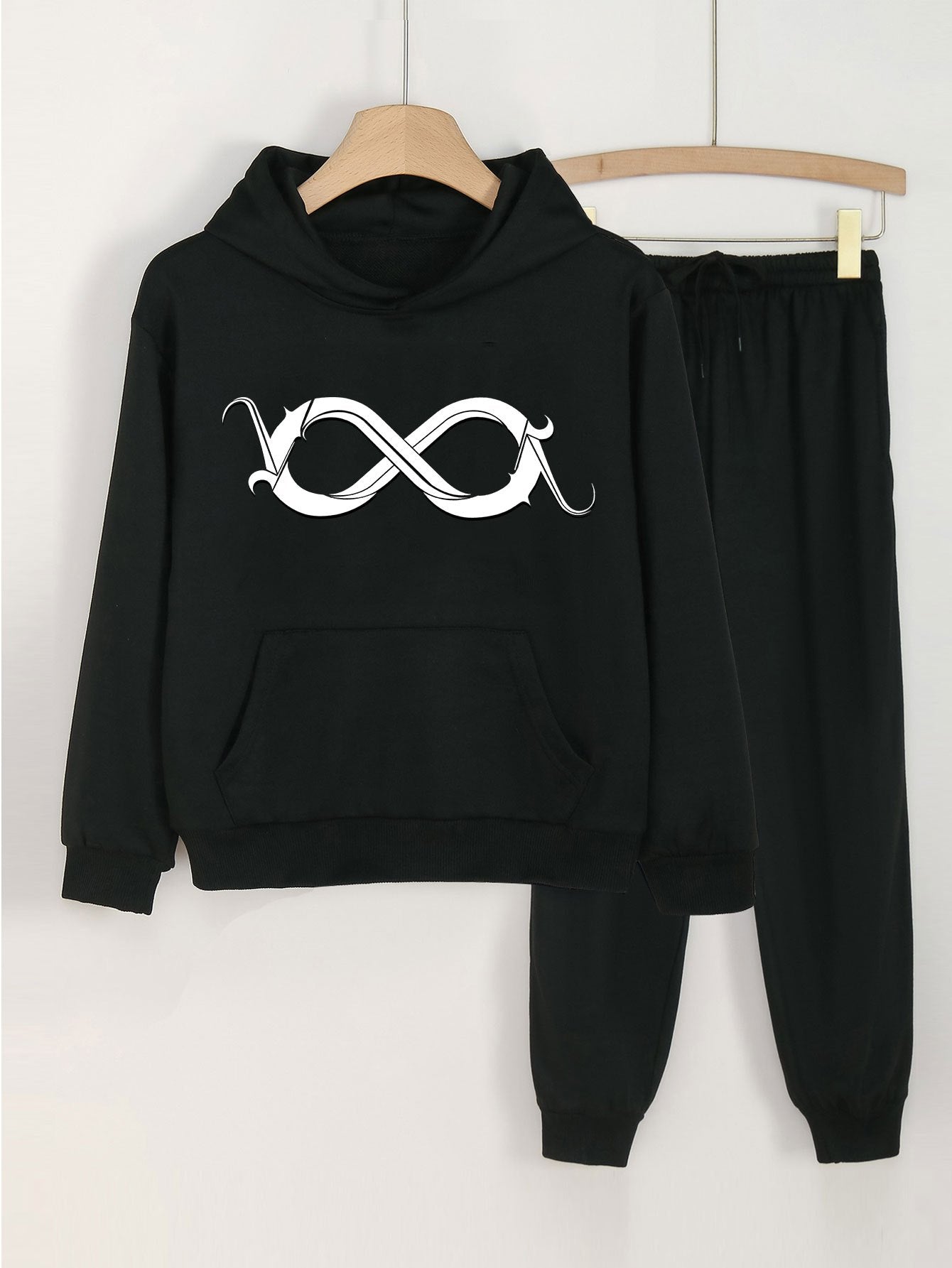 Girls Solid Hoodie Jogger Pants Set Sports Fall Gift