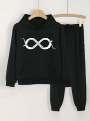 Girls Solid Hoodie Jogger Pants Set Sports Fall Gift