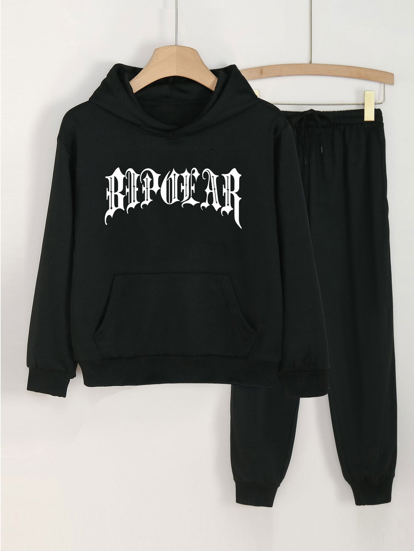 2pcs Letter Print Hoodies Jogger Pants Set For Girls Spring Fall