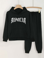 2pcs Letter Print Hoodies Jogger Pants Set For Girls Spring Fall
