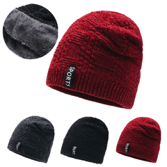 Winter Knitted Beanie Hat Velvet Lined Warm Slouchy Hats Skull Cap