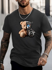 Bear Print Men's Graphic Crew Neck Active T-Shirt