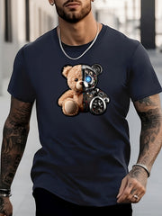 Bear Print Men's Graphic Crew Neck Active T-Shirt