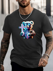 Cyberpunk Bear Print Graphic Men's T-shirt