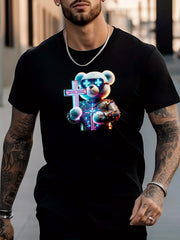 Cyberpunk Bear Print Graphic Men's T-shirt