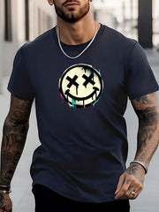 Men's Smile Face Graphic Crew Neck T-shirt for Summer