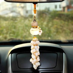 Car Gourd Pendant Jade Tassel Crystal Perfume Bottle Interior Decoration