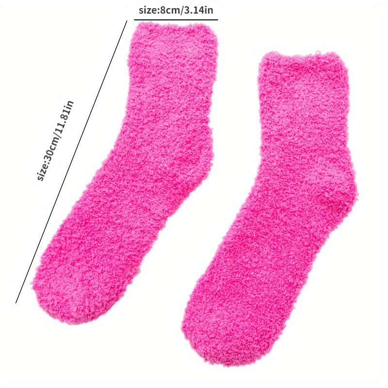 2 Pairs Plush Warm Keeping Socks Soft Breathable for Autumn and Winter