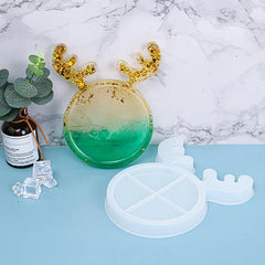 Christmas Cat Elk Antlers Reindeer Silicone Tray Mold DIY Crafts