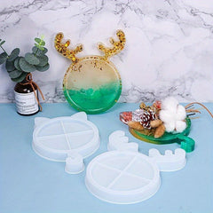 Christmas Cat Elk Antlers Reindeer Silicone Tray Mold DIY Crafts