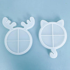 Christmas Cat Elk Antlers Reindeer Silicone Tray Mold DIY Crafts