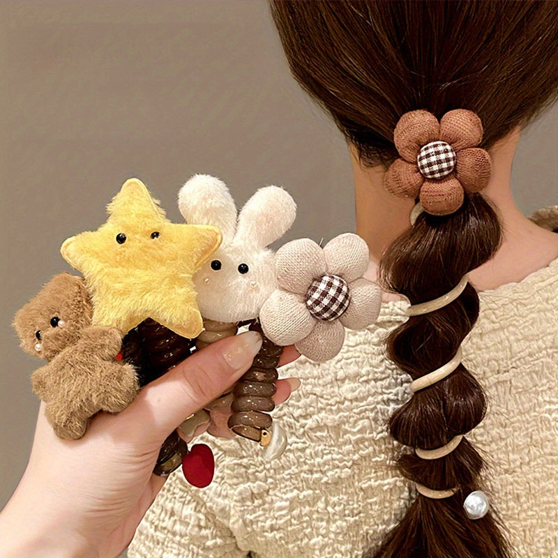 Adorable Phone Cord Hair Ties Plush Soft Decors