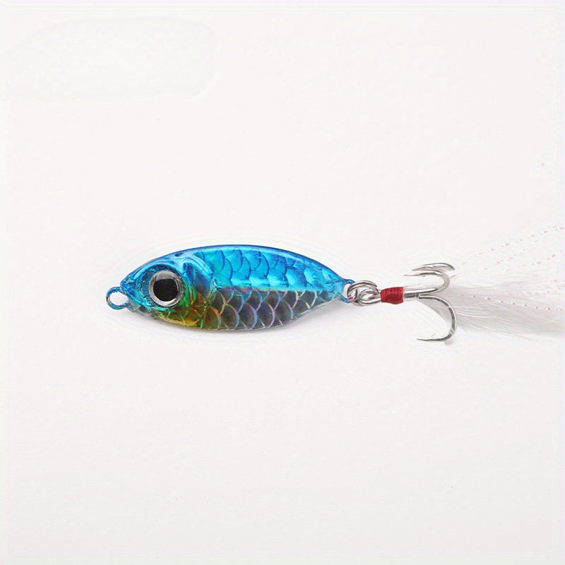 Mini Metal Jig Long Casting Lure Freshwater Sea Fishing Bait Feathered Hook