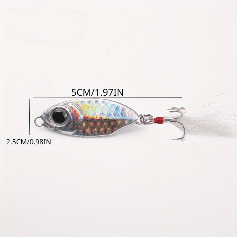 Mini Metal Jig Long Casting Lure Freshwater Sea Fishing Bait Feathered Hook