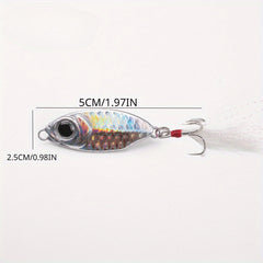 Mini Metal Jig Long Casting Lure Freshwater Sea Fishing Bait Feathered Hook