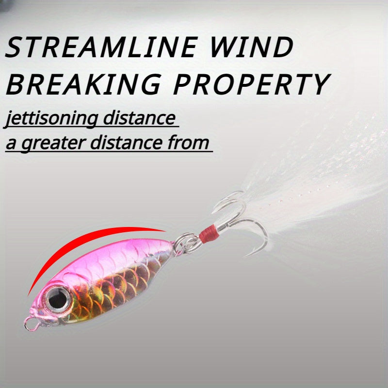 Mini Metal Jig Long Casting Lure Freshwater Sea Fishing Bait Feathered Hook