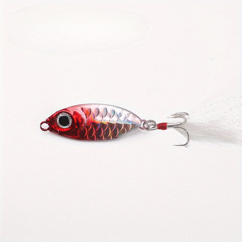 Mini Metal Jig Long Casting Lure Freshwater Sea Fishing Bait Feathered Hook