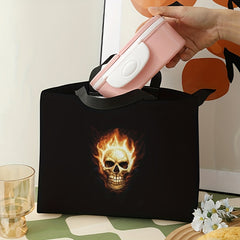 Halloween Flame Skull Insulated Lunch Bag - Large Capacity Waterproof