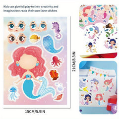 8pcs Mermaid Puzzle DIY Face Mask Stickers - Great Gift
