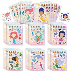 8pcs Mermaid Puzzle DIY Face Mask Stickers - Great Gift
