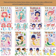 8pcs Mermaid Puzzle DIY Face Mask Stickers - Great Gift