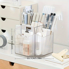 Transparent Large Capacity Plastic Rotary Pen Holder Storage Box