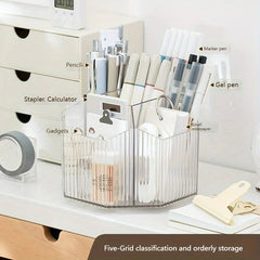 Transparent Large Capacity Plastic Rotary Pen Holder Storage Box