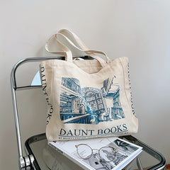 Vintage Flowers Print Canvas Bag Lightweight Tote Bag For Work School Gym