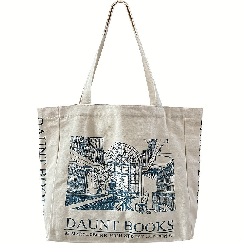 Vintage Flowers Print Canvas Bag Lightweight Tote Bag For Work School Gym