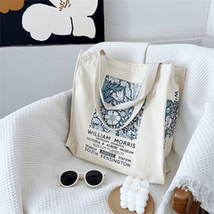 Vintage Flowers Print Canvas Bag Lightweight Tote Bag For Work School Gym