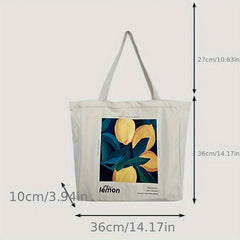 Vintage Flowers Print Canvas Bag Lightweight Tote Bag For Work School Gym