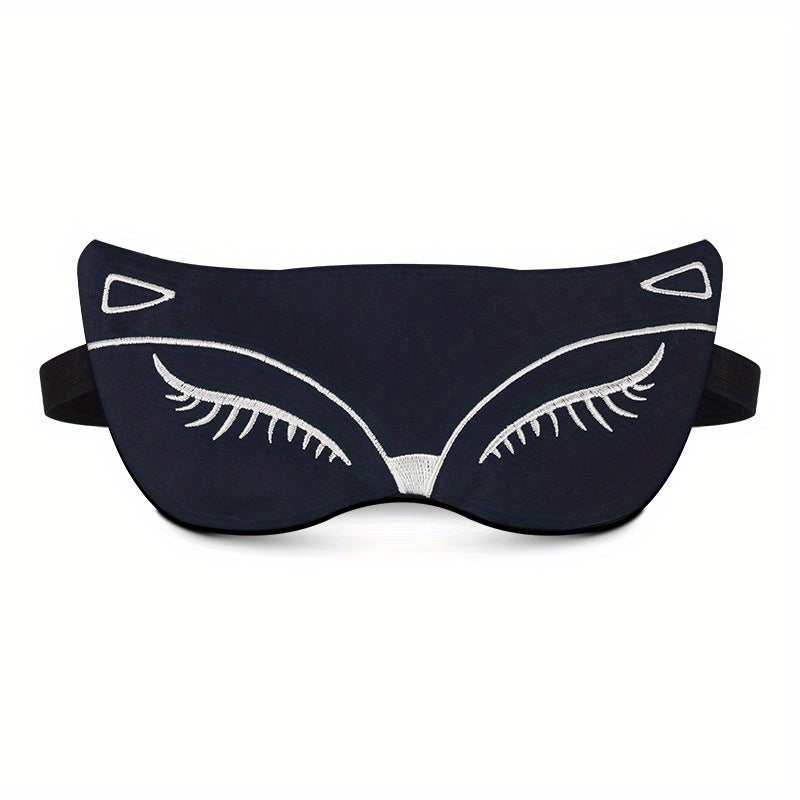Cartoon Fox Embroidery Eye Mask Soft Blackout Blindfold