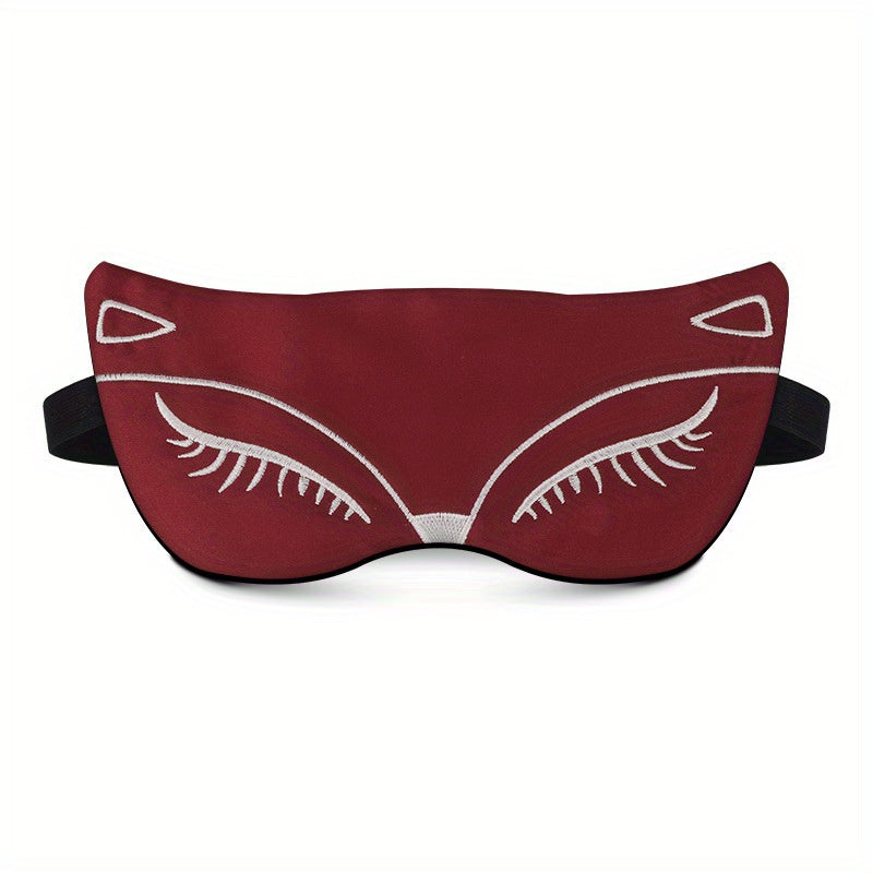 Cartoon Fox Embroidery Eye Mask Soft Blackout Blindfold