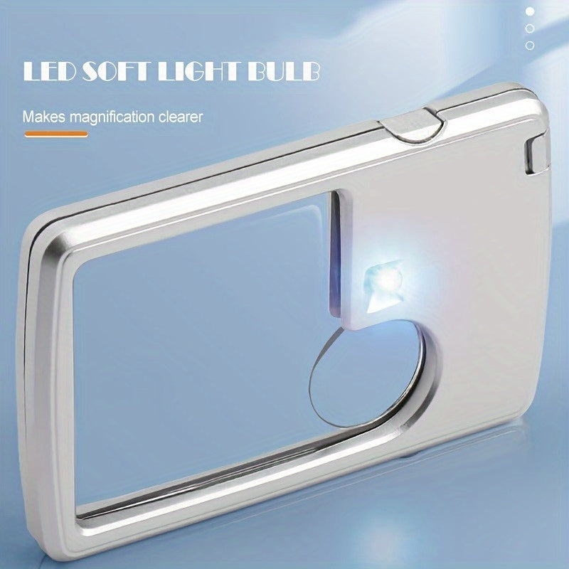 Portable Card Type Magnifying Glass LED Illuminated Jewelry Scientific 3X 6X