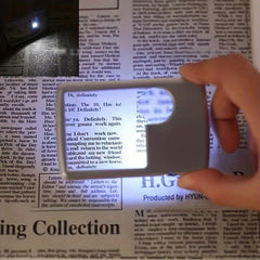 Portable Card Type Magnifying Glass LED Illuminated Jewelry Scientific 3X 6X