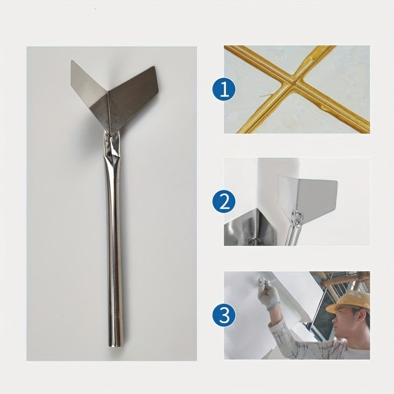 3pcs Stainless Steel Putty Tools Angle Scraper Diatom Mud Construction Right ang