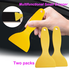 2pcs Yellow Scraping Knives Plastic Handle Kitchen Car Film Label Cleaning