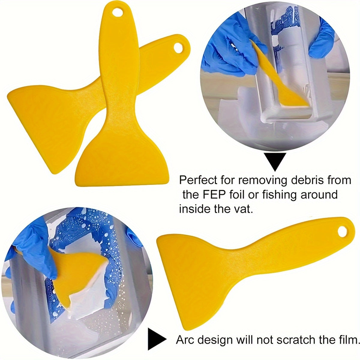 2pcs Yellow Scraping Knives Plastic Handle Kitchen Car Film Label Cleaning