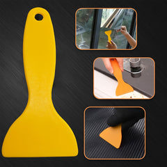 2pcs Yellow Scraping Knives Plastic Handle Kitchen Car Film Label Cleaning