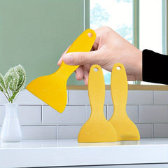 2pcs Yellow Scraping Knives Plastic Handle Kitchen Car Film Label Cleaning