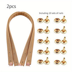 2pcs PU Leather Bag Strap With 10pcs Nails