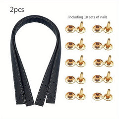 2pcs PU Leather Bag Strap With 10pcs Nails