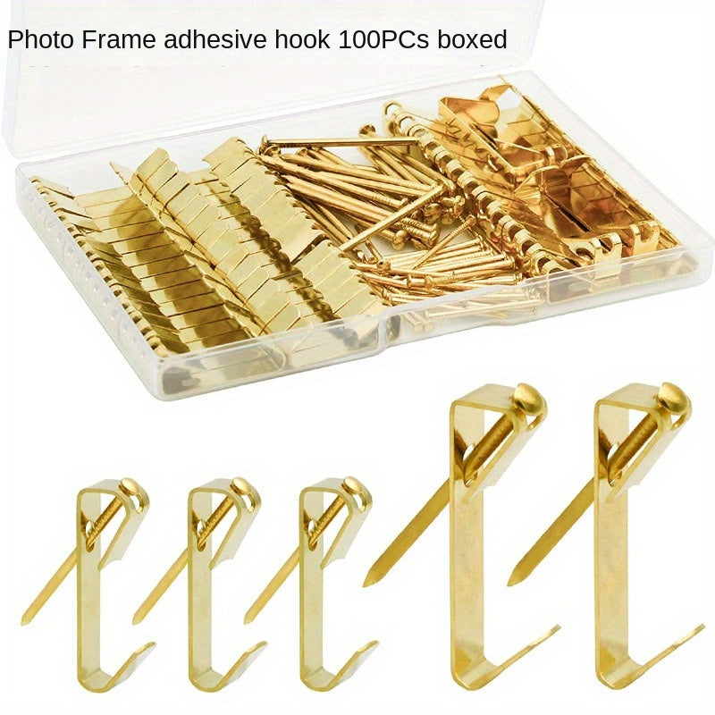 100pcs Photo Frame Hook Clothing Bag Hanging Hardware Hook with Nails