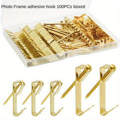 100pcs Photo Frame Hook Clothing Bag Hanging Hardware Hook with Nails