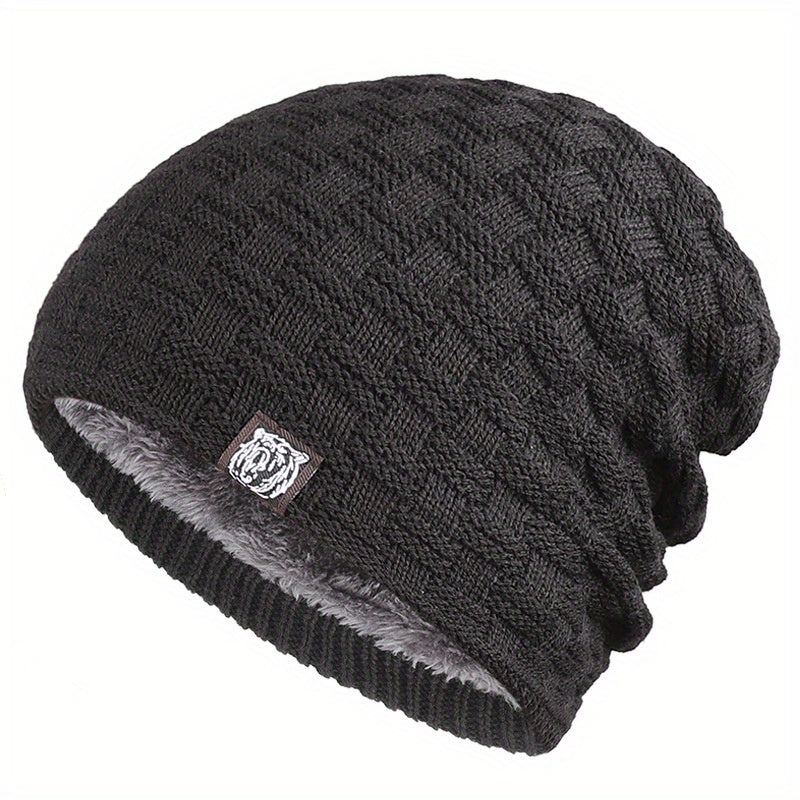 Men's Fleece-Lined Knitted Cap for Autumn/Winter
