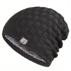 Men's Fleece-Lined Knitted Cap for Autumn/Winter