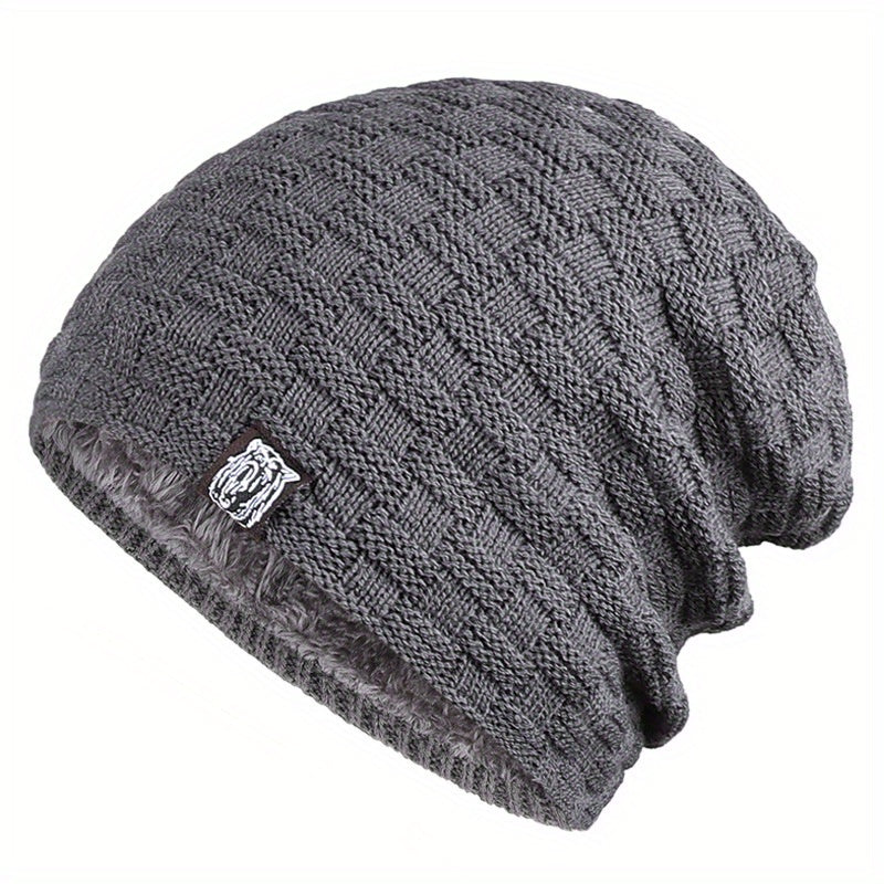 Men's Fleece-Lined Knitted Cap for Autumn/Winter