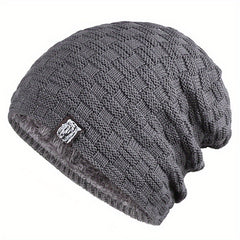 Men's Fleece-Lined Knitted Cap for Autumn/Winter
