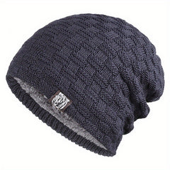 Men's Fleece-Lined Knitted Cap for Autumn/Winter