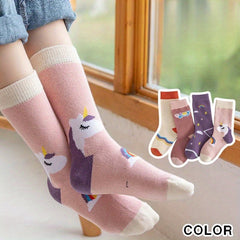 4 Pairs Cartoon Animals Knitted Socks Soft Calf Socks Outdoor Wear